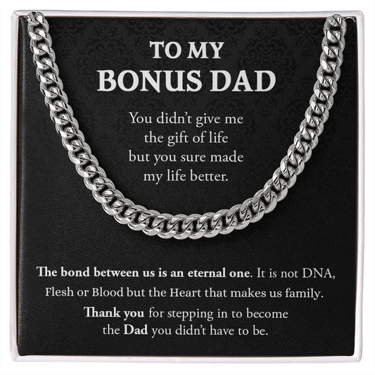 To My Bonus Dad | Thank You - Cuban Link Chain